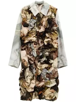 Однобортное пальто Comme Des Garons со сборками, коричневый