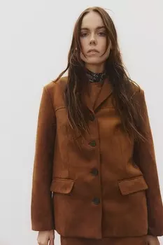 Однобортный блейзер H&M, бежевый