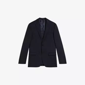 Однобортный шерстяной пиджак узкого кроя Skyejes Ted Baker, темно-синий