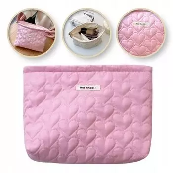 Однокамерная стеганая косметичка ECARLA Hearts Pink KS120R
