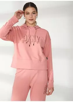 Однотонная бронзовая женская футболка с воротником с капюшоном Dkny Jeans