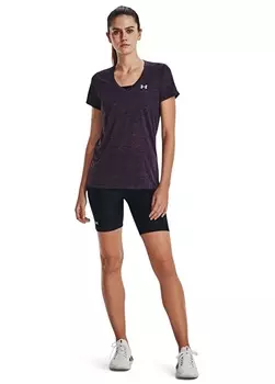 Однотонная фиолетовая женская футболка с круглым вырезом Under Armour
