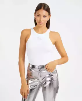 Однотонная майка с мини-логотипом Guess, белый