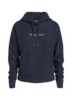 Однотонная темно-синяя женская толстовка с воротником с капюшоном Tommy Jeans