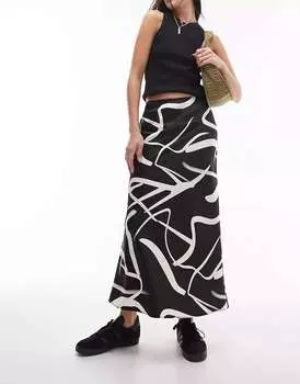Однотонная юбка макси с монопринтом Topshop