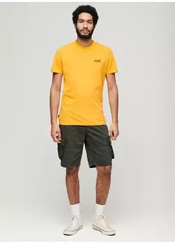 Однотонная желтая мужская футболка с круглым вырезом M1011245ARUA_ESSENTIAL LOGO EMB TEE Superdry
