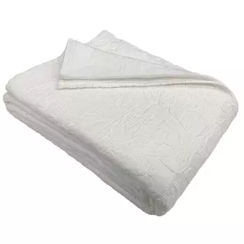 Однотонное жаккардовое хлопковое покрывало StoneWashed с цветочным рисунком - Triptree Bianca, белый, Piazza e Mezza