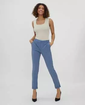 Однотонные женские брюки с нормальной талией Vero Moda, синий