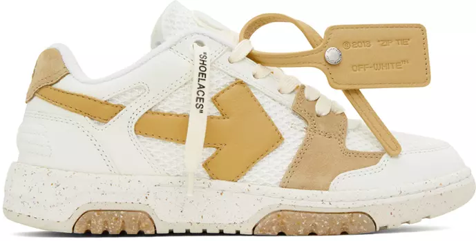 Off-White Бело-бежевые узкие кроссовки Out Of Office