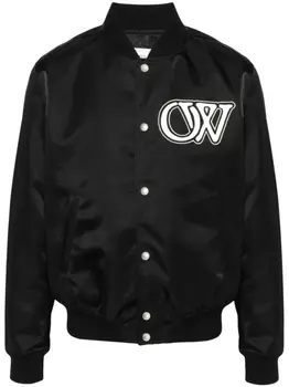 Off-White бомбер с логотипом, черный