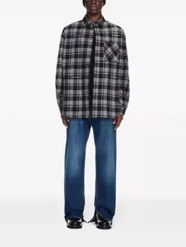 Off-White дутая рубашка в клетку, серый