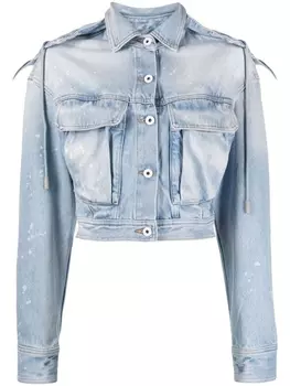 Off-White джинсовая куртка с эффектом потертости, синий
