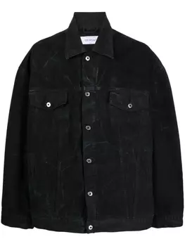 Off-White джинсовая куртка с эффектом потертости, черный