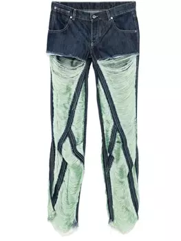 Off-White джинсы с прорезями, синий