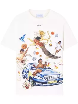 Off-White футболка Fresco Car, белый