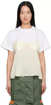 Off-White футболка со вставками sacai