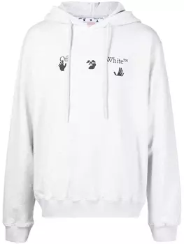 Off-White худи с логотипом, серый