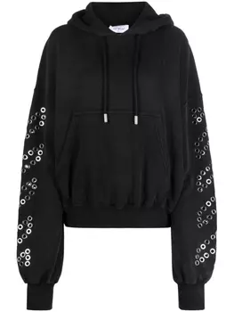 Off-White худи с люверсами, черный