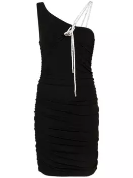 Off-White короткое креповое платье асимметричного кроя, черный