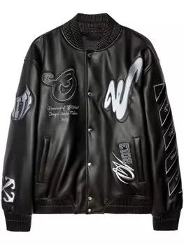 Off-White куртка-бомбер в стиле пэчворк, черный