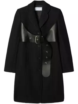 Off-White однобортное пальто с поясом, черный