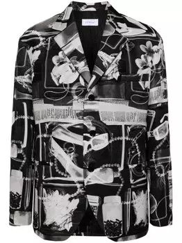 Off-White пиджак с принтом X-ray, черный