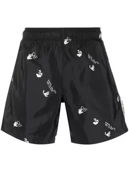 Off-White плавки-шорты с логотипом, черный