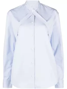 Off-White поплиновая рубашка с поясом, синий