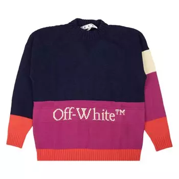Off-White Пуловер из мультиблоков, цвет Синий
