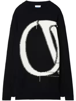 Off-White шерстяной джемпер с логотипом, черный