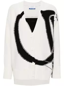Off-White шерстяной кардиган Ow Maxi Logo, белый