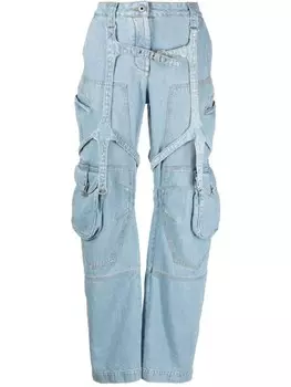 Off-White широкие джинсы Bleach Cargo, синий