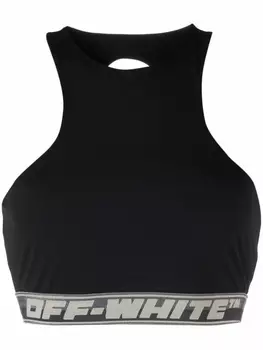Off-White спортивный бюстгальтер с логотипом, черный