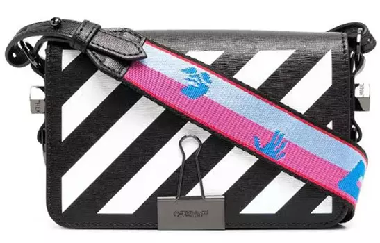 OFF-WHITE Сумка через плечо из кожи OFF WHITE Diag, мини-сумка для женщин, цвет черный белый