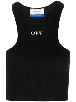 Off-White укороченный топ Off-Stamp в рубчик, черный