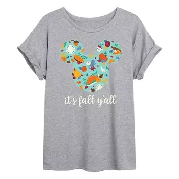 Огромная футболка Disney's Mickey Mouse Junior's It's Fall Y'all Licensed Character, серый