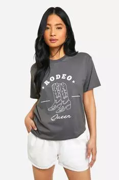 Огромная футболка Petite Cowgirl boohoo, серый