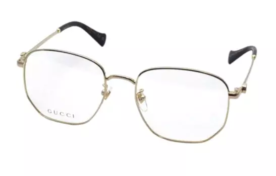 Оправа Gucci Unisex в форме многоугольника, черный / золотой
