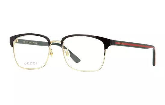 Оправа Gucci Unisex в форме броулайнер, черный / золотой