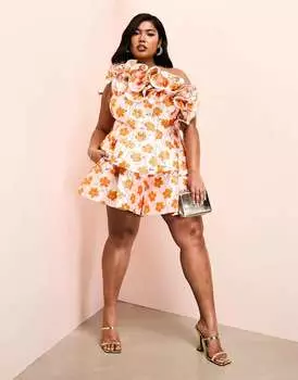 Оранжевые жаккардовые шорты ASOS LUXE Curve