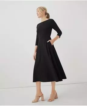 Органический хлопок Fit & Расклешенное платье с открытой спиной Pact, черный