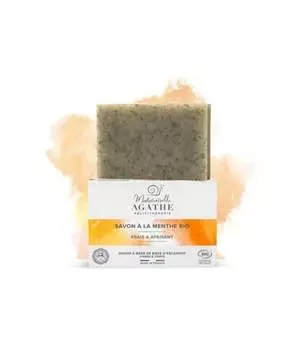Органическое мыло со слизью улитки, Мята, тонизирующее, COSMOS ORGANIC, 100 г, Mlle Agathe