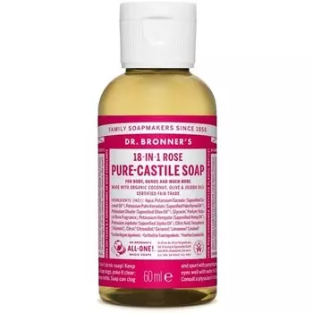 Органическое жидкое мыло Rose 18-в-1 Magic Soap, 60 мл, Dr. Bronner'S