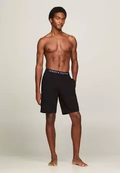 Оригинальные мужские пижамные шорты-бермуды с логотипом на поясе TOMMY HILFIGER, цвет Bds Black