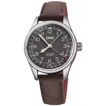Oris Big Crown Pointer Date Automatic Черный циферблат Коричневый кожаный ремешок Унисекс Часы 01 754 7749 4064-07 5 17 67G