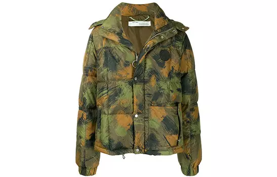 Осень/Зима 19 Пуховик мужской Зеленый Камуфляж Off-White, зеленый
