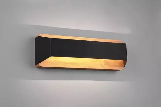 Освещение Armin LED настенный светильник, 35 x 12 см, регулируемый с помощью диммера, черный матовый металл, деревянный элемент, 13,5 Вт lightling