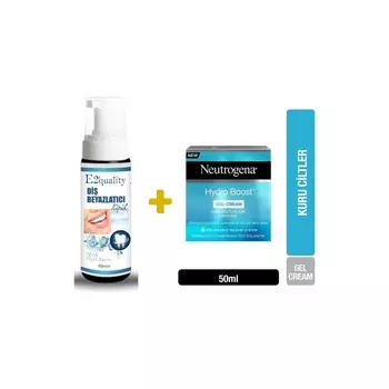 Отбеливающая пена для зубов Neutrogena E2'quality + Увлажняющий гель Neutrogena Hydro Boost для сухой кожи, 50 мл
