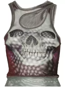 Ottolinger топ с принтом Skull, зеленый