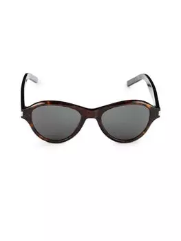 Овальные солнцезащитные очки 51MM Saint Laurent, цвет Havana
